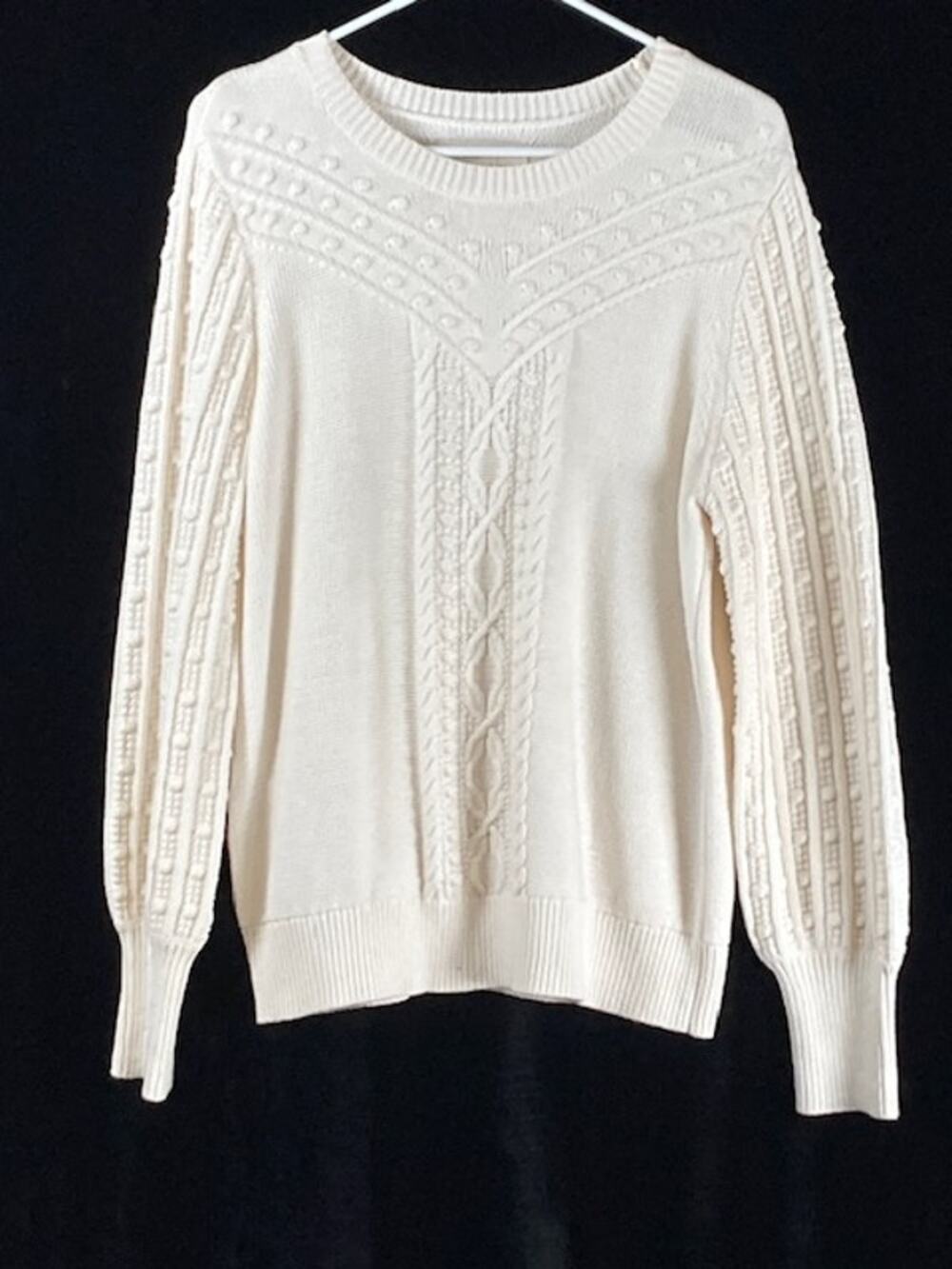 Loft women's bauble sweater textured cable knit crew neck.